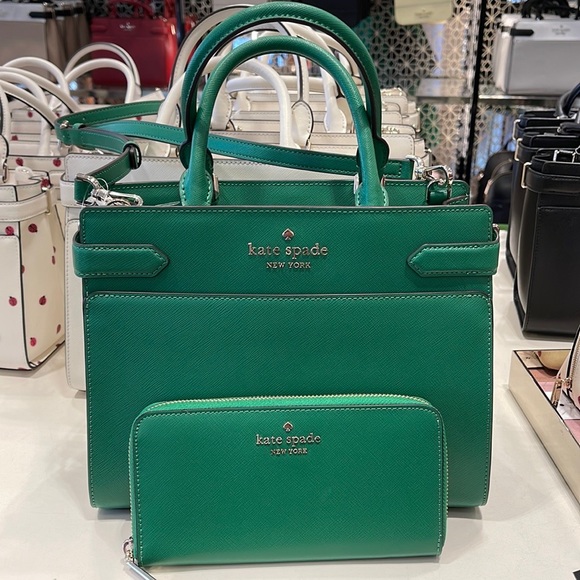 kate spade Handbags - Kate Spade staci medium satchel
&
KSNY Staci Large Continental Wallet
Green Bean